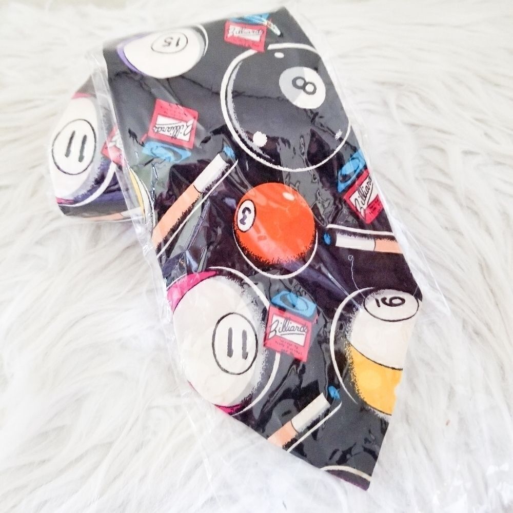 Silk new with tags tie with billiard theme